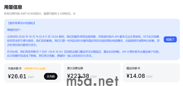 DeepSeek故障近5小时!官方大方发补偿:所有API用户7天内的消耗金额全返(图1) DeepSeek服务中断近五小时,官方公布补偿:API用户七日内消耗金额全额返还