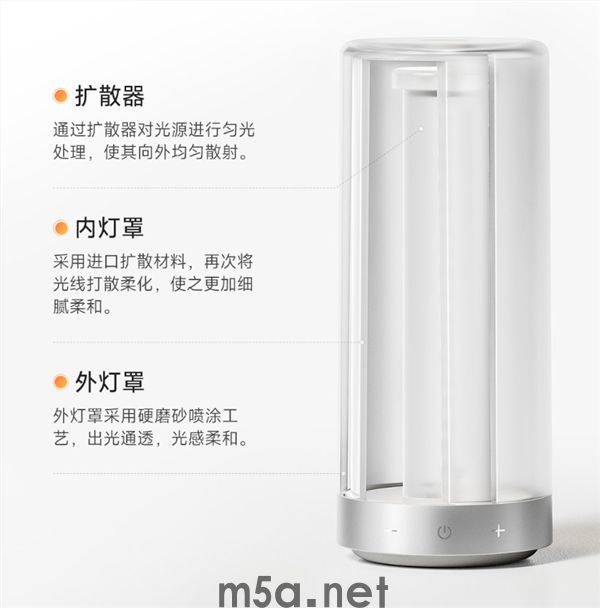 8年终于换代!小米发布米家床头灯3:全光谱Ra90、1600万色(图4) 米家床头灯3